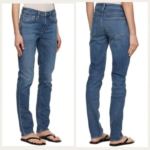 AGOLDE Devon Low-Rise Stovepipe Organic Cotton Denim Medium Blue Wash Jeans 26 - Picture 1 of 7